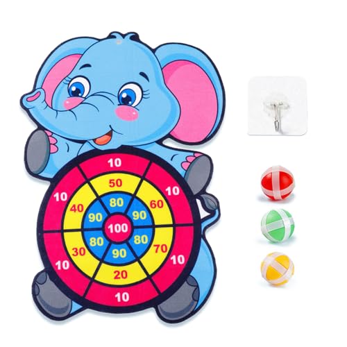 Zytiqt Dart Game for Kids, Elephant Design Sticky Ball Target Board with 3 Balls, Indoor Outdoor Activity for Boys Girls Age 3-12, Fun Party Game for Hand Eye Coordination Training, Polyester Material - Image 1