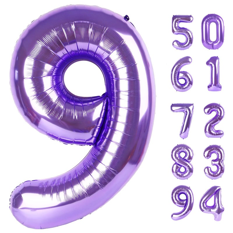 IWERP Purple 9 Balloon Number Balloon 40 Inch Purple Party Decorations Giant Birthday Decorations for 9th 19th 29th 90th Number 9 Balloon - Image 2