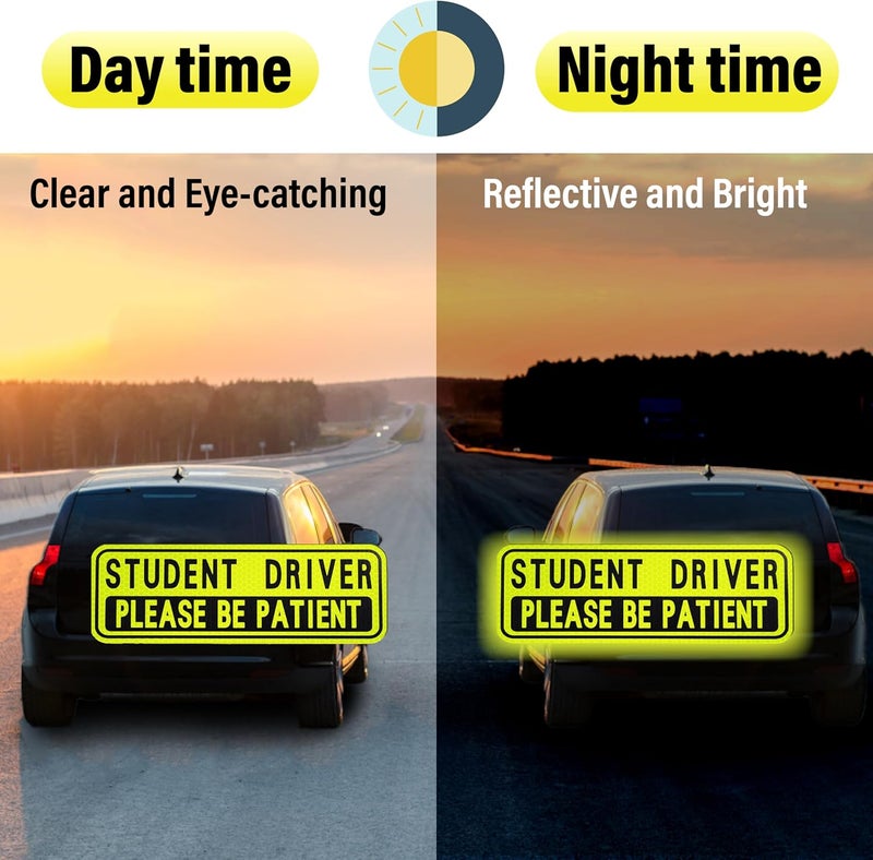 BFXM 4 PCS Student Driver Magnet for Car, Please Be patient Student Driver, Funny Magnetic New Driver Safety Warning Bumper Sticker Signs, Reusable Movable Rookie Driver Reflective Magnets Stickers Market mainstream color picks - Image 5