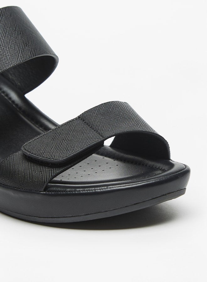 Flora Bella By Shoexpress Textured Print Slip On Sandals with Block Heels  - Image 5