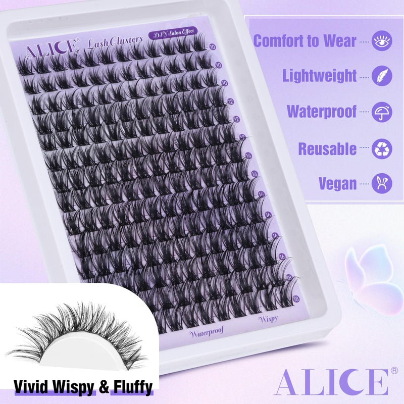 Alice Lash Clusters Wispy Eyelash Extensions 168pcs Volume Individual Lashes 10-18mm Waterproof Natural DIY Lash Extensions Cluster Eyelash Extensions by ALICE - Image 3