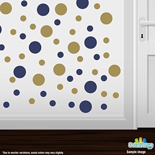 DecalVenue.com Navy Blue/Metallic Gold Vinyl Wall Stickers - 2 & 4 inch Circles (30 Decals) - Image 2