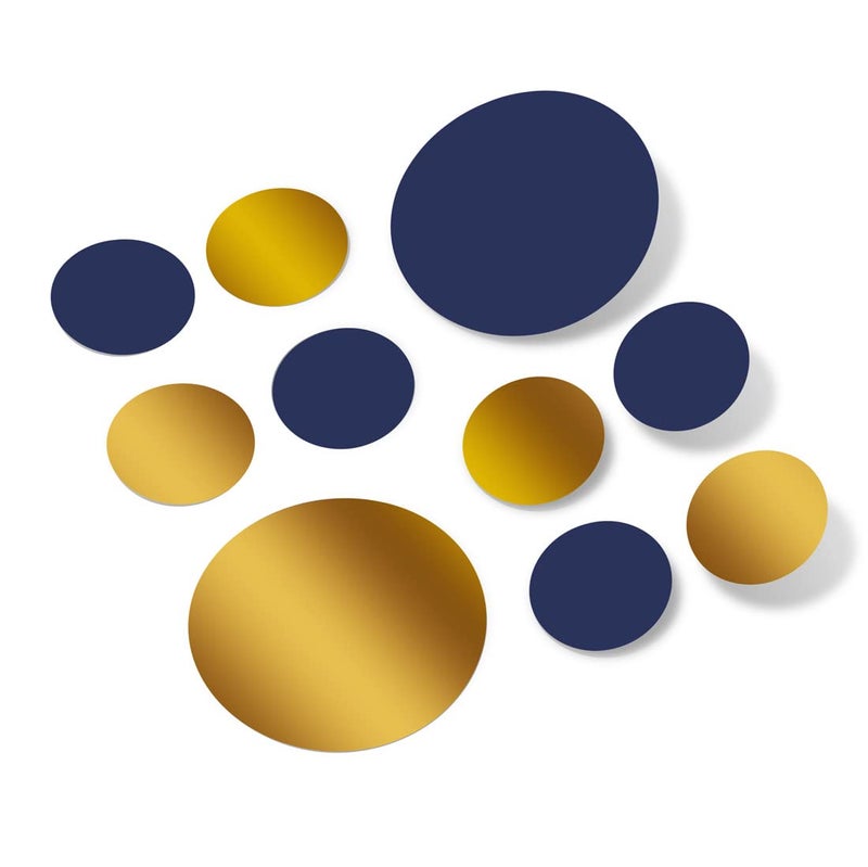 DecalVenue.com Navy Blue/Metallic Gold Vinyl Wall Stickers - 2 & 4 inch Circles (30 Decals) - Image 4