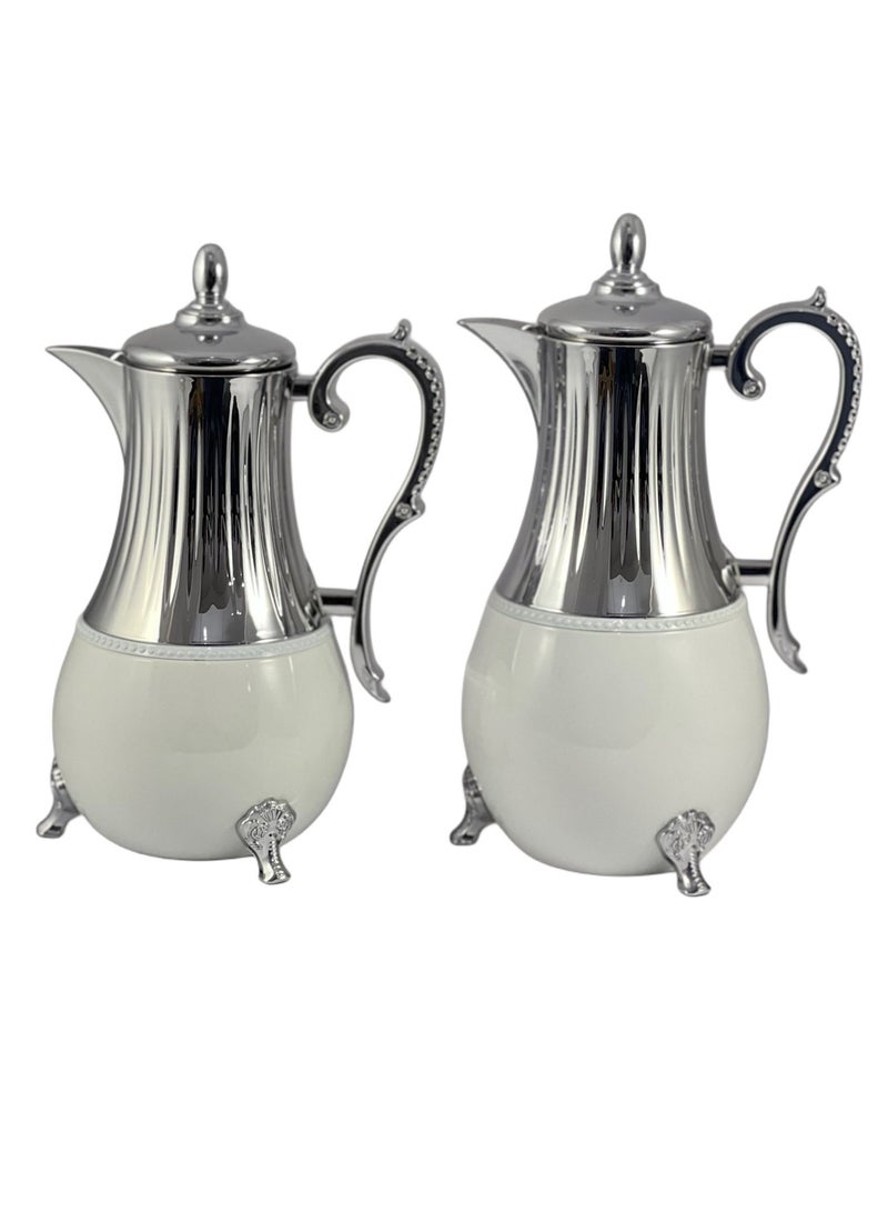 Home Maker Flask 0.75L/1L 2-Piece Set - Stainless Steel White/Silver - Image 3