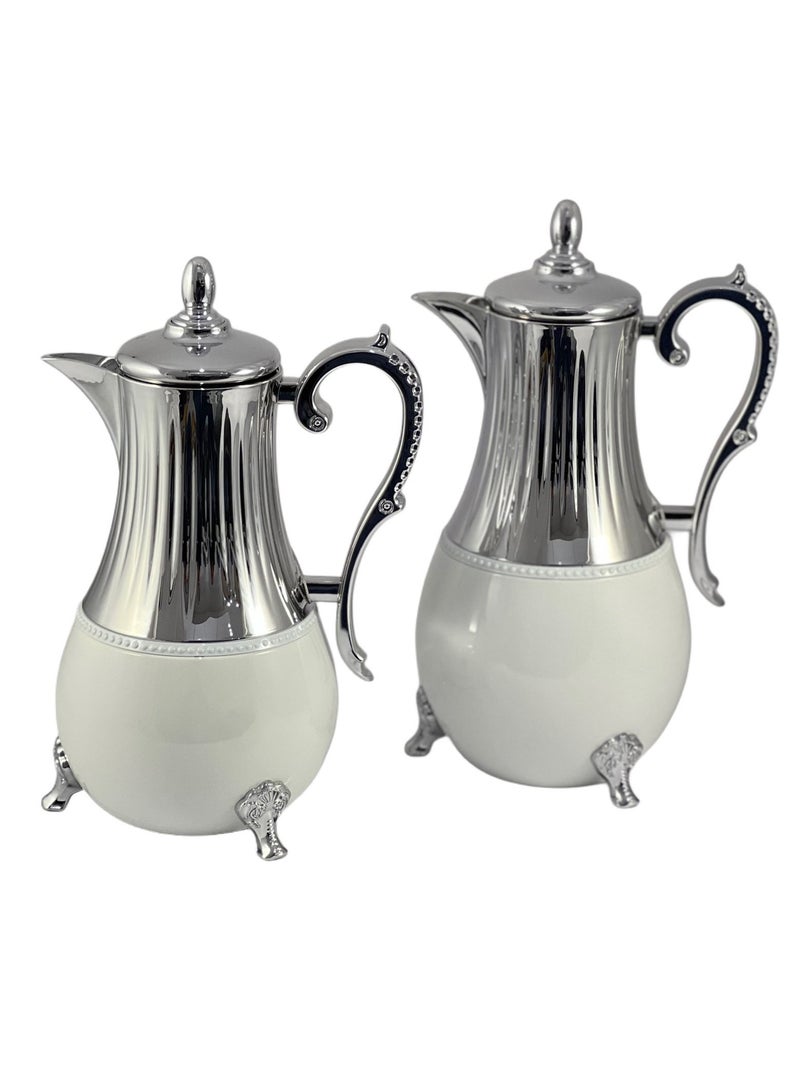 Home Maker Flask 0.75L/1L 2-Piece Set - Stainless Steel White/Silver - Image 1
