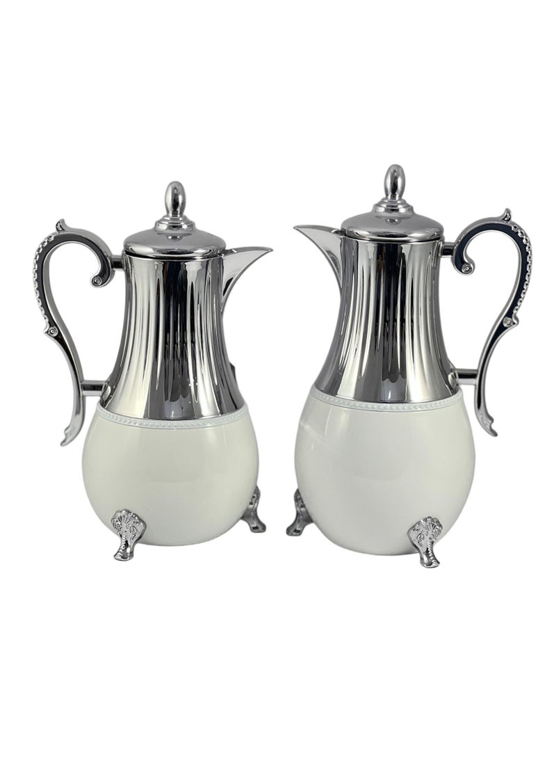 Home Maker Flask 0.75L/1L 2-Piece Set - Stainless Steel White/Silver - Image 2