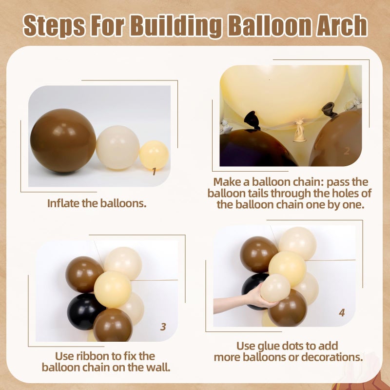 Leraqertra Western Cowboy Balloon Arch Kit with Black Dark Brown Sand White Nude Cow Print Cowboy Balloons for Wild West My First Rodeo Baby Shower Birthady Party Decorations - Image 3