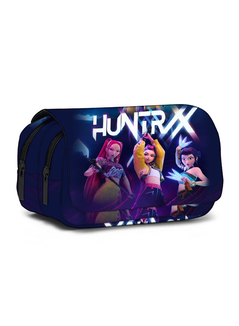 general K-POP: Demon Hunting Girl Group Printed Pencil Case Double-Layered for Organized Storage Can Be Gifted to Friends and Fans - Image 1