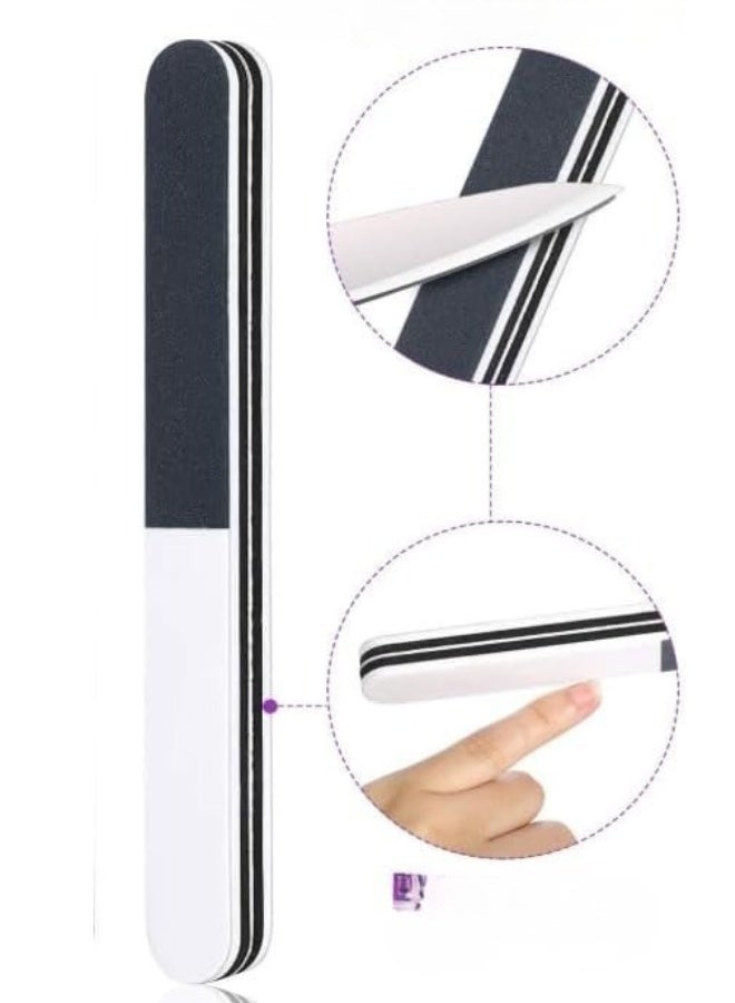 مبرد أظافر احترافي عالي الجودة مزدوج الجوانب - لوح صنفرة قابل لإعادة الاستخدام لتشكيل وتنعيم الأظافر الطبيعية والأكريليك - أداة مانيكير وباديكير للمنزل وصالون التجميل - Image 1