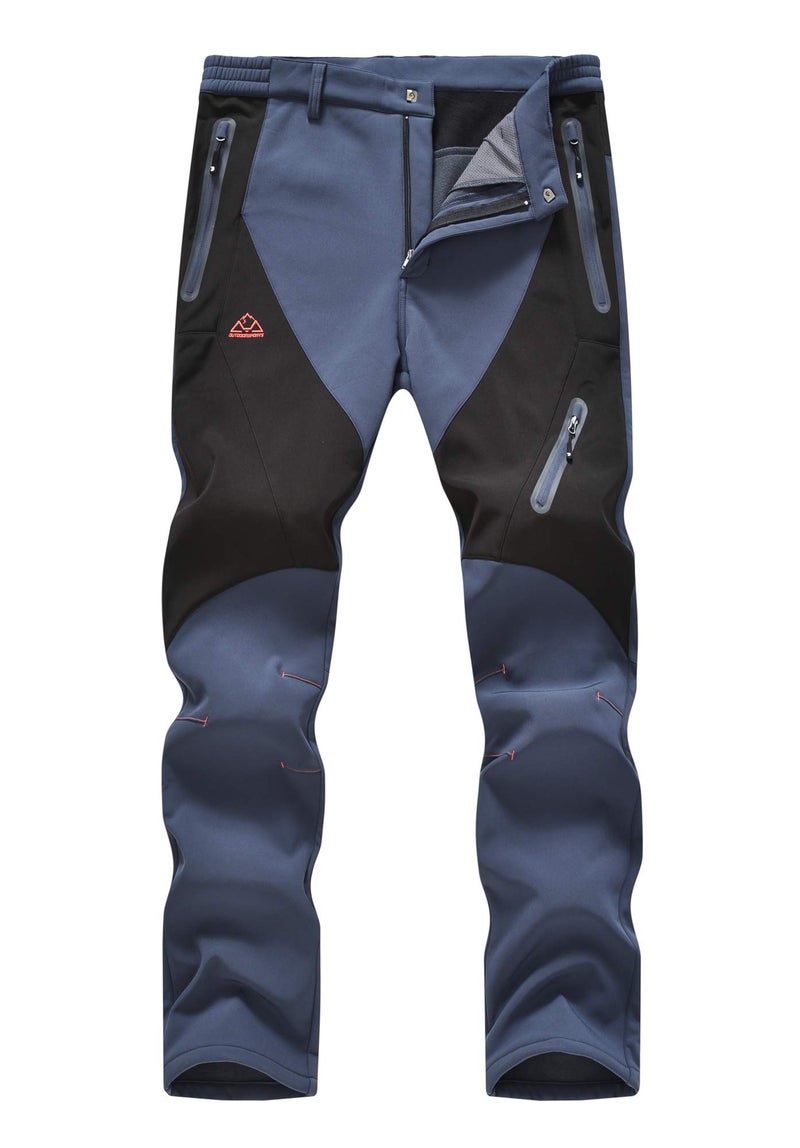 YSENTO Men's Fleece Lined Ski Snow Pants Winter Waterproof Softshell Insulated Hiking Cargo Pants Grey Size 36 - Image 1