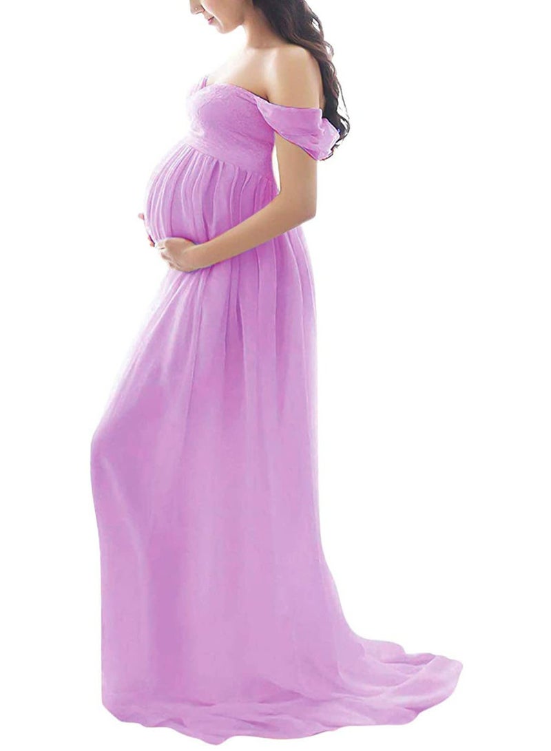 Loquat Women Pregnant Long Dress Light Purple  - Image 1
