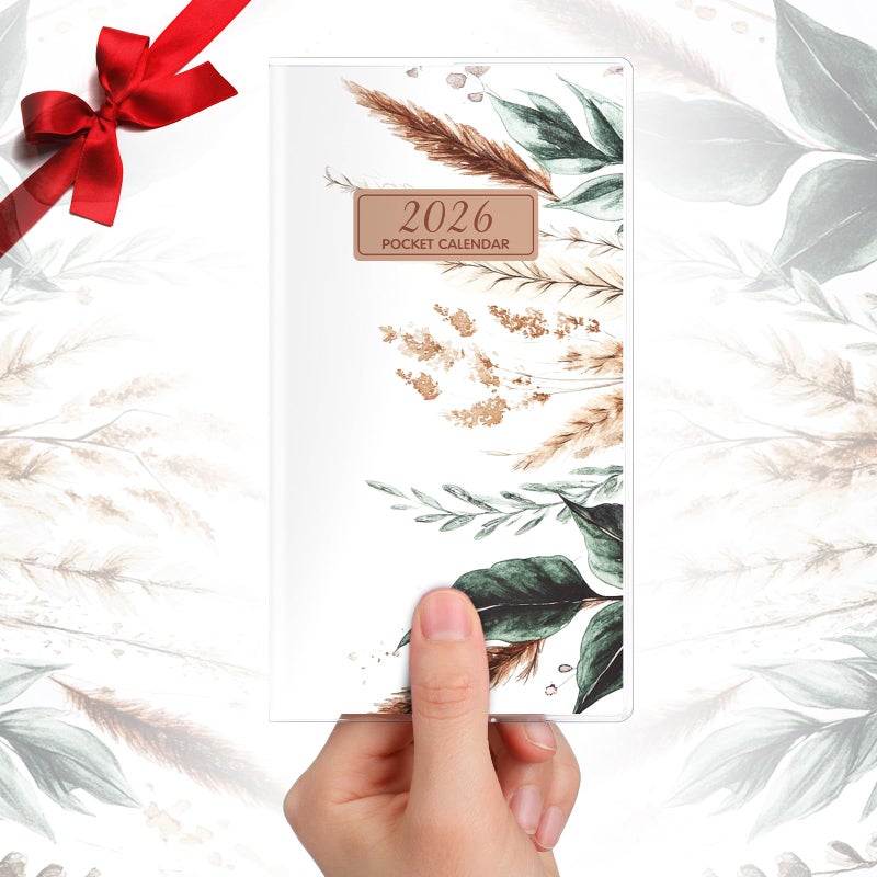 ReliThick 2026 Pocket Calendar for Purse Small Monthly Planner for Women Handy Weekly Pocket Planner Journal Writing Notebook Christmas New Year Gift Sister Friends Women(Aesthetic Boho) - Image 1