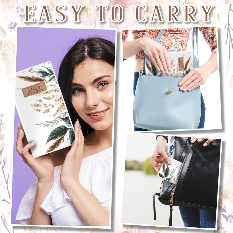 ReliThick 2026 Pocket Calendar for Purse Small Monthly Planner for Women Handy Weekly Pocket Planner Journal Writing Notebook Christmas New Year Gift Sister Friends Women(Aesthetic Boho) - Image 3