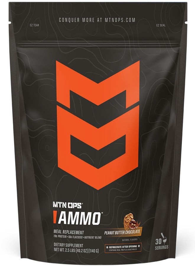 MTN OPS Ammo Meal Replacement Shake Powder – 19g Protein, 10g Flaxseed, 4.5g Whole Foods, Real Fruits & Vegetables – Daily Nutrition & On-the-Go Fuel, 30 Servings, Peanut Butter Chocolate - Image 1