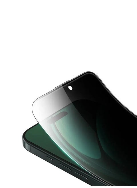 iPhone 16 Plus Screen protector 3D Silicone Plus Advanced Privacy Edge Glass / Bubble Free / Anti Fingerprint / Grease Resistance / Anti Scratch / Ultra Hardness / Full Coverage / Blocked Side Viewing / Highly Responsive / Crystal Clear - Black