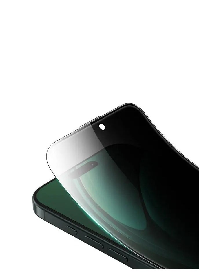 iPhone 16 Plus Screen protector 3D Silicone Plus Advanced Privacy Edge Glass / Bubble Free / Anti Fingerprint / Grease Resistance / Anti Scratch / Ultra Hardness / Full Coverage / Blocked Side Viewing / Highly Responsive / Crystal Clear - Black