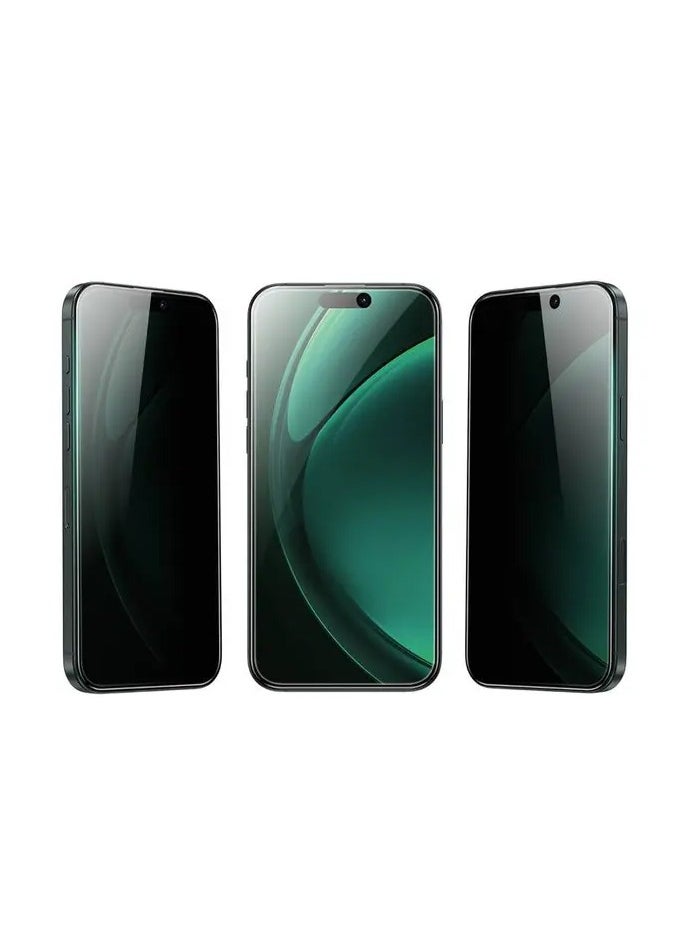 iPhone 16 Plus Screen protector 3D Silicone Plus Advanced Privacy Edge Glass / Bubble Free / Anti Fingerprint / Grease Resistance / Anti Scratch / Ultra Hardness / Full Coverage / Blocked Side Viewing / Highly Responsive / Crystal Clear - Black