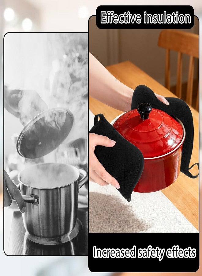 Yuomeaz 2 Pcs Cotton Pot Holders, 17cm/6.7-Inch Square Potholders for Kitchen, Non Slip Kitchen Pot Holders Cotton Lining Hot Pads for Baking Cooking Oven (Black) - Image 3