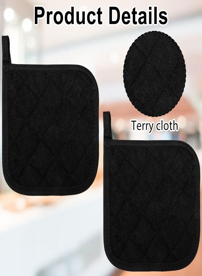 Yuomeaz 2 Pcs Cotton Pot Holders, 17cm/6.7-Inch Square Potholders for Kitchen, Non Slip Kitchen Pot Holders Cotton Lining Hot Pads for Baking Cooking Oven (Black) - Image 4