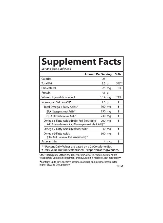 Carlson Carlson - Salmon Oil Complete, 700 mg Omega-3s + Astaxanthin, Norwegian, Heart, Brain & Joint Health, 120+60 Softgels  - Image 4