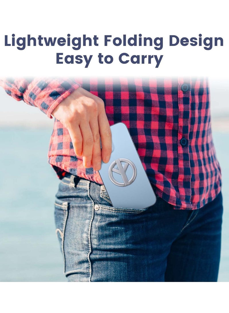 KASTWAVE Magnetic Phone Kickstand, 360°Rotation Metal Magnetic Phone Grip & Foldable Magnetic Phone Holder, Adjustable Magnetic Phone Stand for iPhone 12/13/14 Series for MagSafe Accessories (Silver) - Image 4