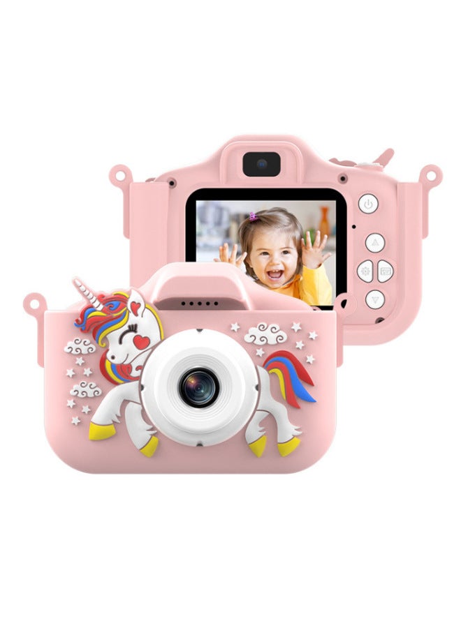 Generic X5 Children Digital Camera 2000W Pixels Children Mini Camera Toy Cartoon IPS Screen Gift-Body Color:X10S (Pink) [HD Double Camera] No Card  - Image 1