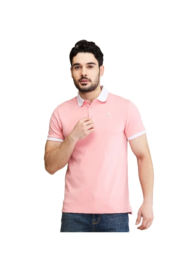 Being Human Mens Dusty Pink Polo Collar Short Sleeve Polo T-Shirt