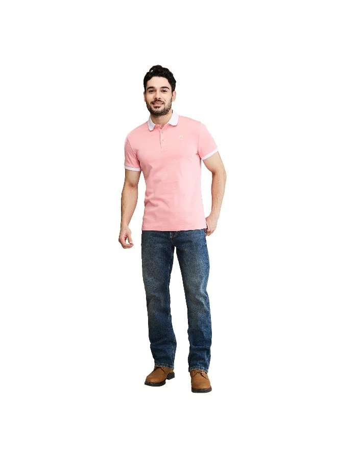 بيينغ هيومان Mens Dusty Pink Polo Collar Short Sleeve Polo T-Shirt