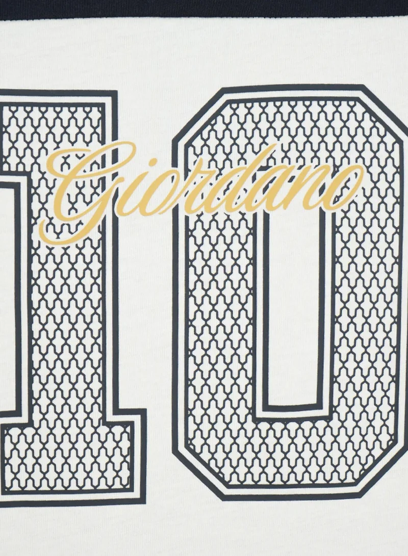 GIORDANO  Men's Slim Cotton Varsity Number Tee for Men | Best Price UAE