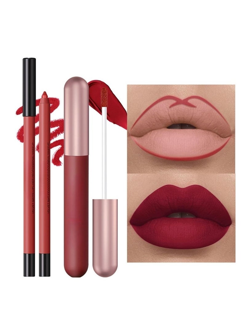 12PCS Matte Lip Gloss and Lip Liner Set Waterproof Long Lasting Non Sticky Gift Set for Women and Girls - Image 2