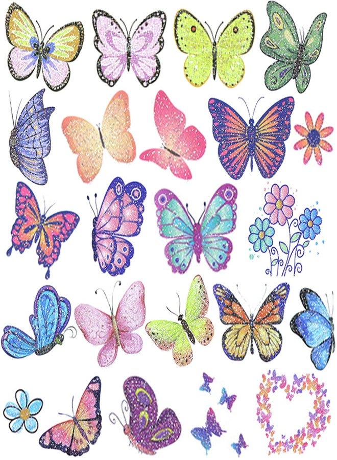 Ooopsiun Glitter Butterfly Temporary Tattoos for Girls -12 Sheets Butterfly Party Favors Decorations for Kids Women - Image 1