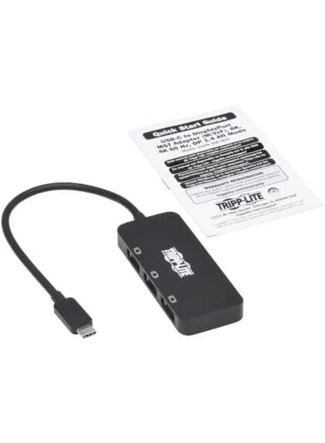 تريب لايت محول Tripp Lite USB‑C لتوصيل ثلاث شاشات عبر DisplayPort، متوافق مع Windows وMacBook Pro، دقة 8K عند 30Hz 4:4:4 لمخرج واحد، دقة 4K عند 60Hz 4:4:4 لمخرج واحد / 30Hz لمخرج مزدوج، يدعم HDCP 2.2، HDR، وضع 1.4 Alt، ضمان 3 سنوات (U444‑3DP‑MST) - Image 1