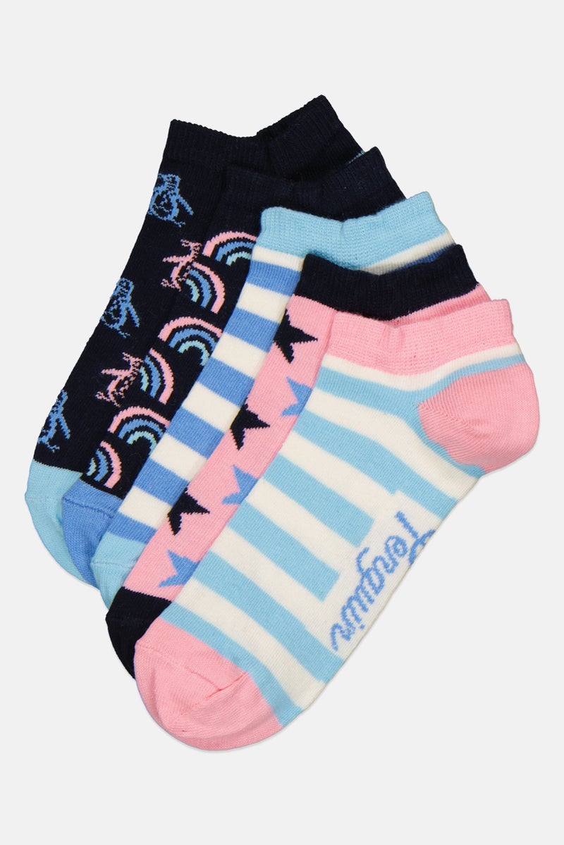 Original Penguin Kids Girl 5 Pairs Graphic Print Socks, Multicolor - Image 1