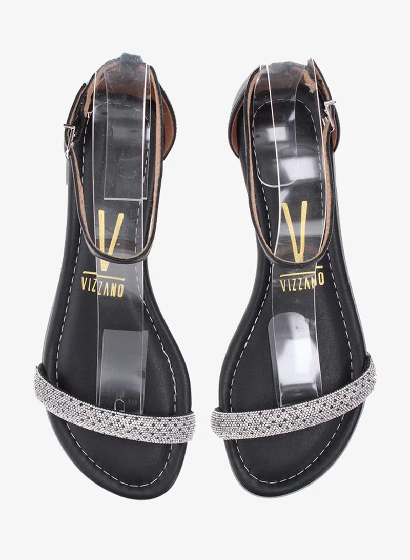 VIZZANO Black Flat Sandals for Women – Stylish Ladies Flat Sandals & Comfortable Flat Slippers for Women | Best Price UAE