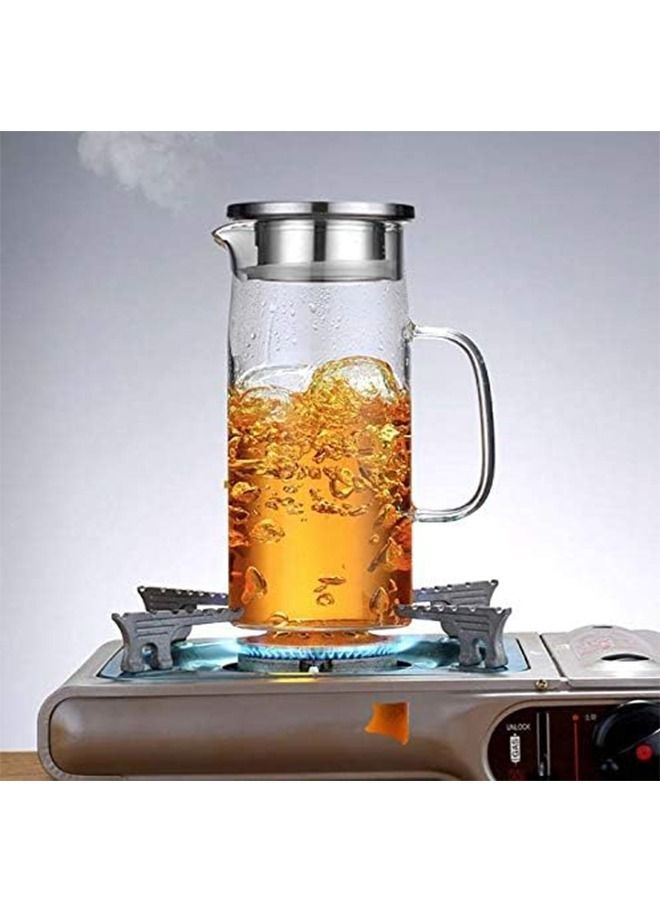 Beauenty 1.5L Glass Pitcher with Lid, Hot/Cold Water Jug, Juice and Iced Tea Beverage Carafe - Image 5