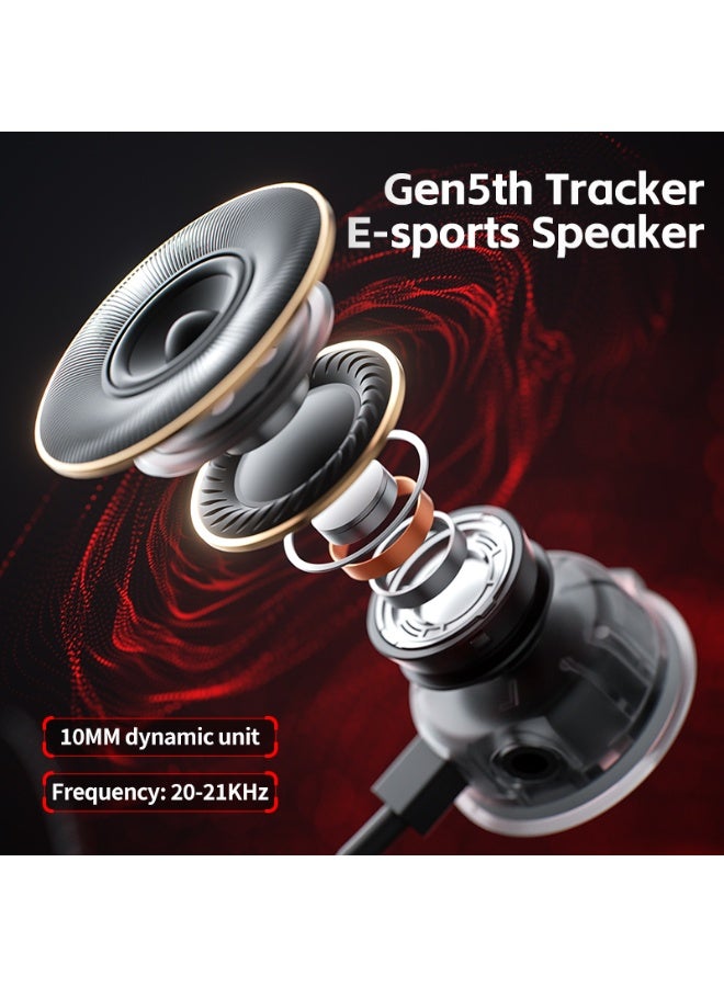 Plextone RX3 MERCURY Wired Gaming Earphones with 3.5mm AUX Jack and Type-C Connector for Android Phones, iPhone 15 of all models, and iPhone 16 of all models, with a long noise-isolating microphone, a durable, transparent design, soft, light, and comfortable for the ear, black color - Image 3