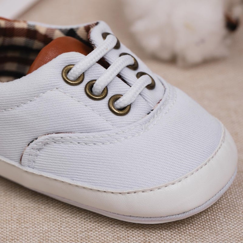 ohsofy Morbido Infant Baby Boys Girls Canvas Sneaker Toddler Slip On Anti Skid Newborn First Walkers Candy Shoes for 0-18 Months White - Image 5