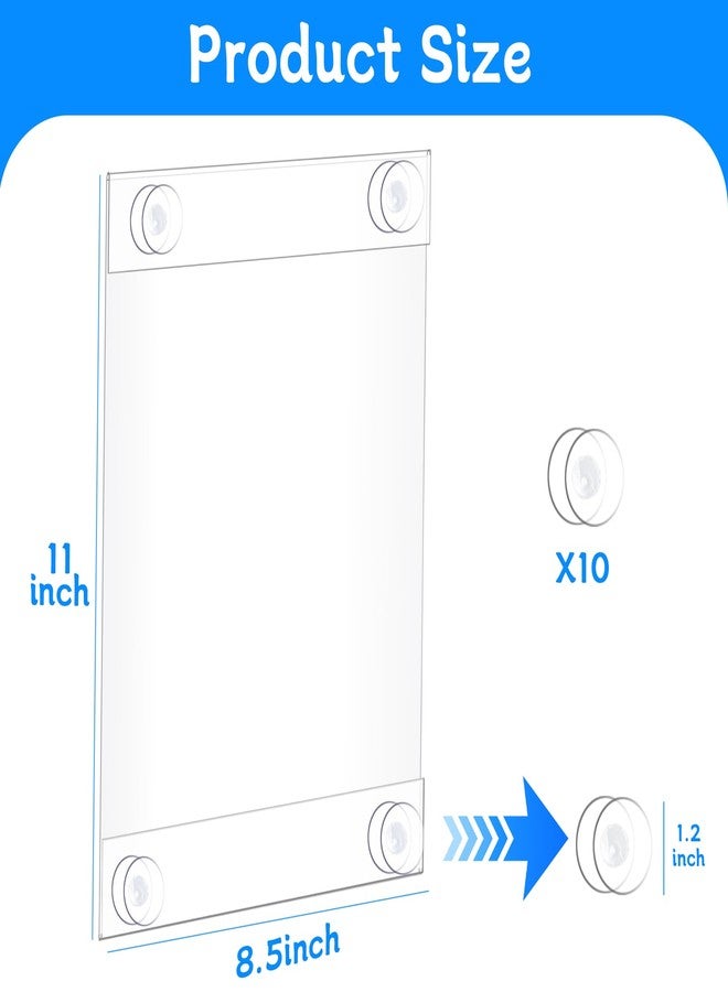 rogeramz 8.5 x 11 Acrylic Sign Holder with 12 Suction Cups, Clear Plastic Window Sign Holder, Wall Mount Advertising Frames for Glass Doors - Perfect for Malls, Offices, Homes, Stores, and Restaurants - Image 2