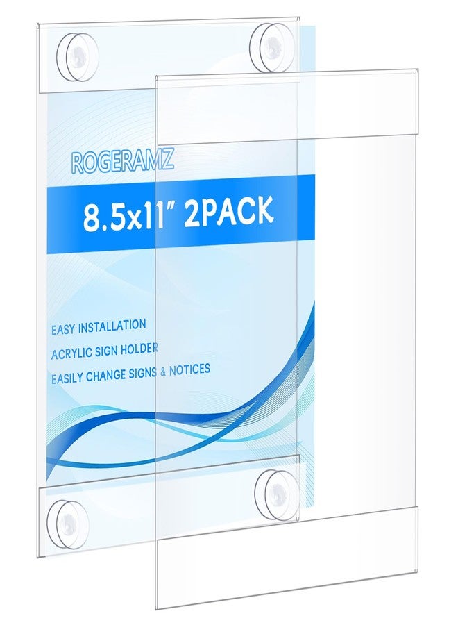 rogeramz 8.5 x 11 Acrylic Sign Holder with 12 Suction Cups, Clear Plastic Window Sign Holder, Wall Mount Advertising Frames for Glass Doors - Perfect for Malls, Offices, Homes, Stores, and Restaurants - Image 1