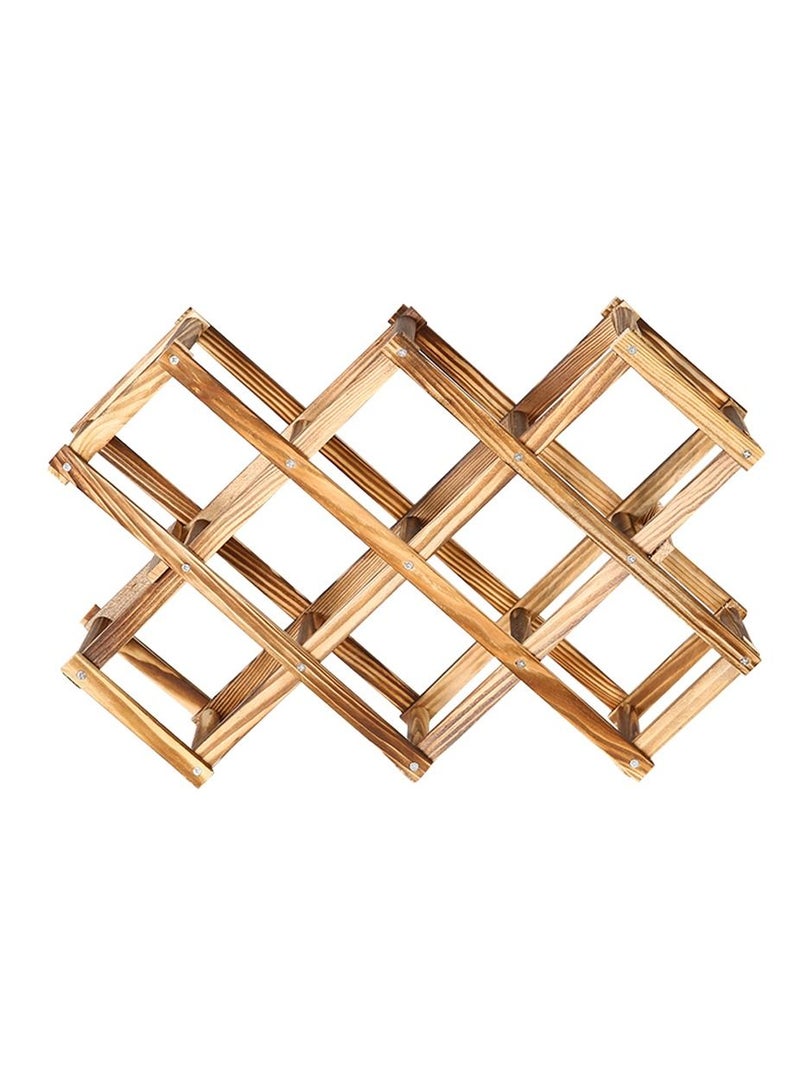 FFD Foldable Wooden Bottle Rack Free Standing Countertop 10 Bottles Capacity Bottle Holder Folding Wood Bottle Storage Rack Display Shelves For Home Kitchen Bar Cabinet Pantry  - Image 4