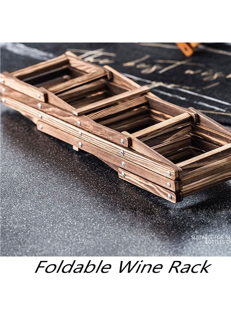 FFD Foldable Wooden Bottle Rack Free Standing Countertop 10 Bottles Capacity Bottle Holder Folding Wood Bottle Storage Rack Display Shelves For Home Kitchen Bar Cabinet Pantry  - Image 5
