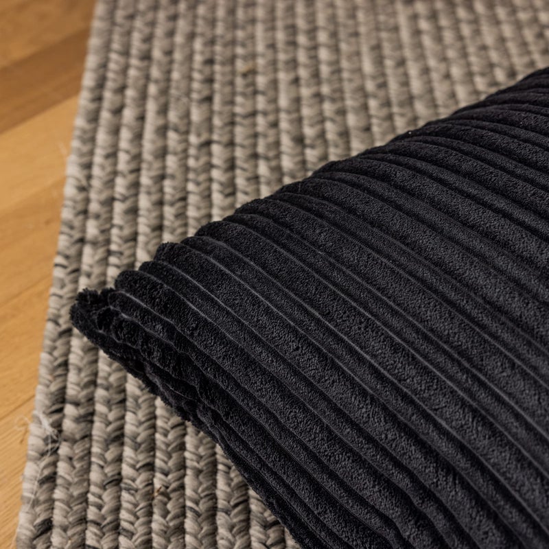 K KEVIN TEXTILE Kevin Textile Set of 2 Decorative Pillow Covers Solid Striped Corduroy Plush Velvet Cushion Cover for Couch  24x24 inch (60cm)  Black  - Image 3