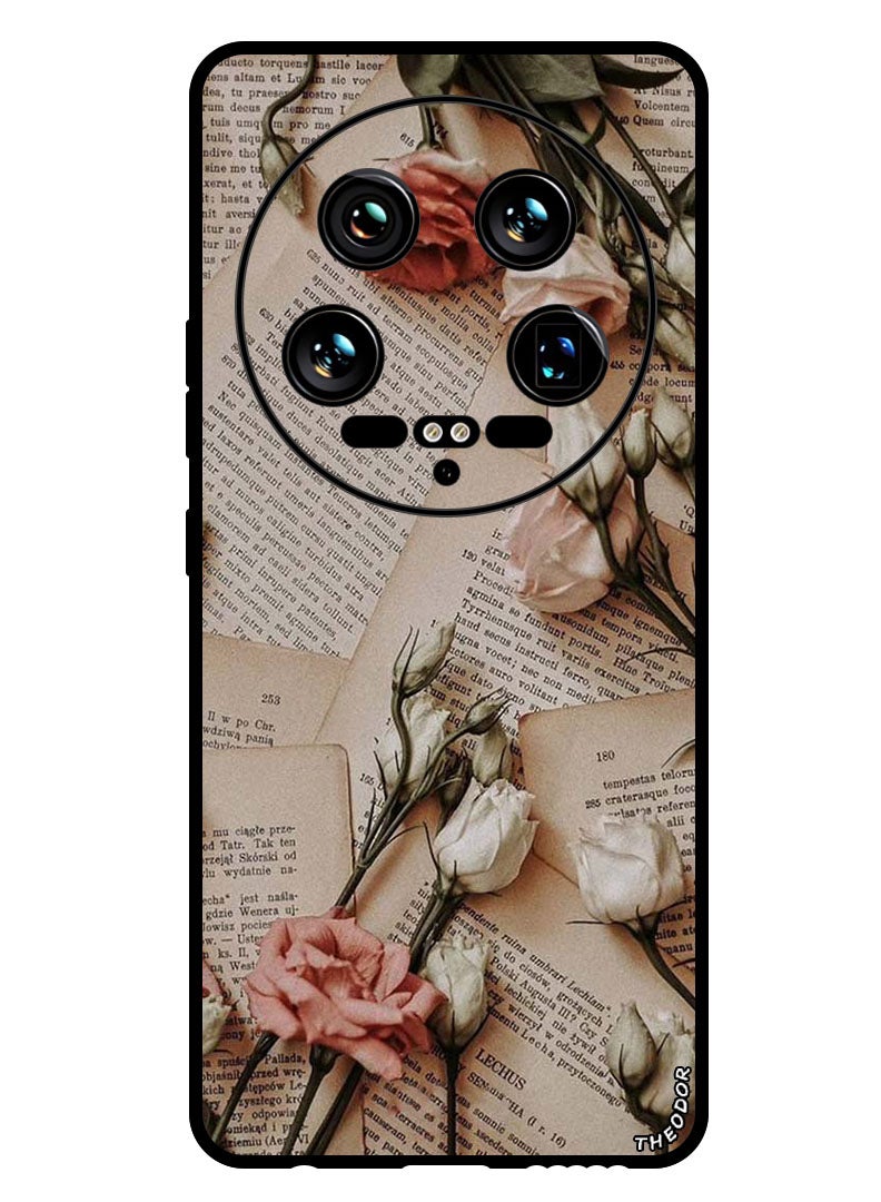 Theodor Protective Case Anti Scratch Shock Proof Bumper Cover For Xiaomi 14 Ultra Books and Flowers - Image 1