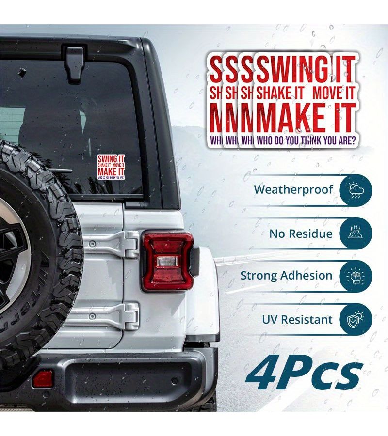 4 Pcs Funny Lyrics Car Sticker Decal Waterproof for Laptop Car Window - Image 4