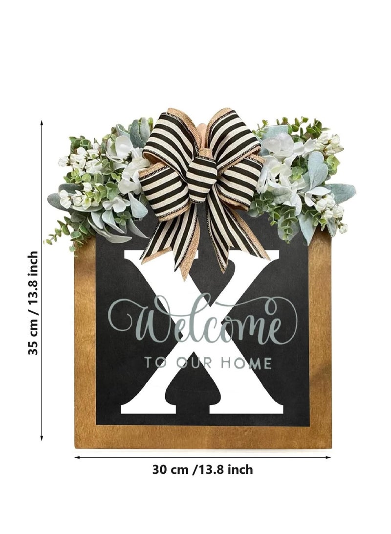 Bluejw Welcome Sign Creative Bowknot Letter Wreath In Front Of The Door Outdoor Decoration Props For The Courtyard 35x40CM - Image 2