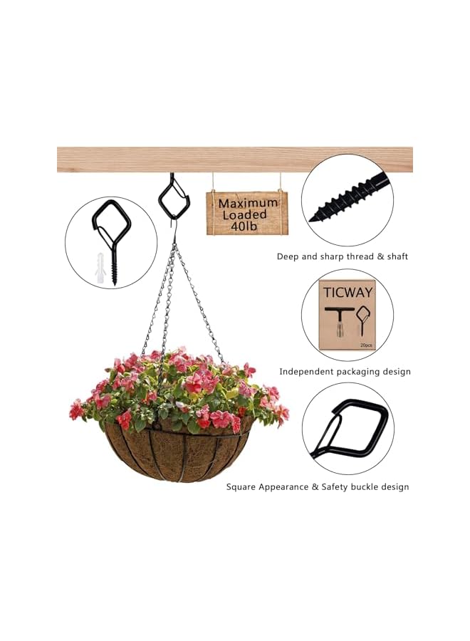 promass 20 Pack Q-Hanger Hooks, Screw Hooks for Outdoor String Lights, Mounted on Wall Ceiling, Suitable for Hanging Plants, Lights & Patio Lights - Image 3