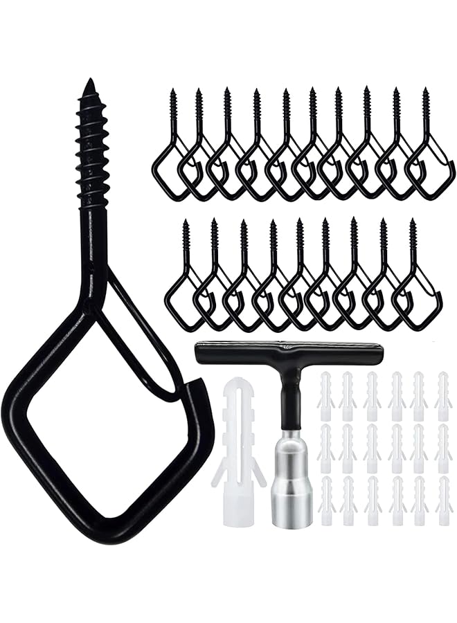 promass 20 Pack Q-Hanger Hooks, Screw Hooks for Outdoor String Lights, Mounted on Wall Ceiling, Suitable for Hanging Plants, Lights & Patio Lights - Image 1