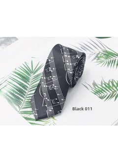 Musical Note Pattern Necktie 5cm Slim Korean StyleBlack 011 Black 011