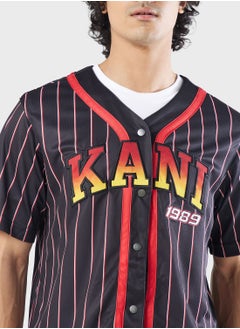 Karl Kani Serif Pinstripe Baseball Shirt  - Image 3