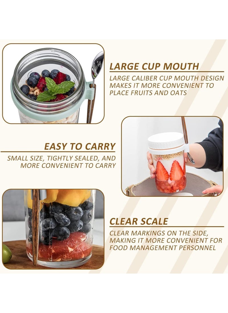 Necomi - 4 Pack Overnight Oats Jars, Overnight Oats Container with Lid and Spoon, 350ML Overnight Glasses, Cereal, Milk, Vegetable and Fruit Salad Storage Container with Measurement Marks - Image 1